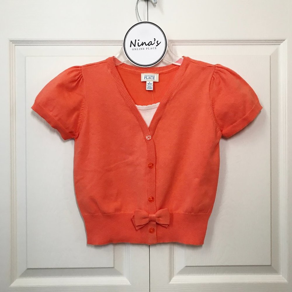 The Children's Place Girls Short Sleeve Cardigan Color Melon Size L (10/12)